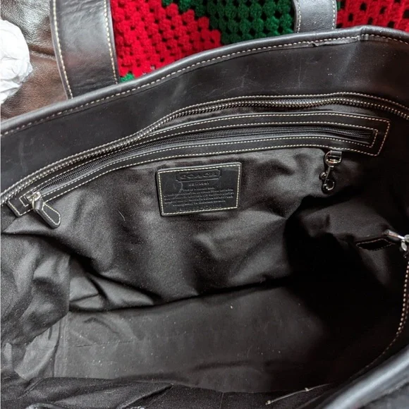 Coach Black Leather Laptop Briefcase with Design and Silver Accents - Picture 4 of 7